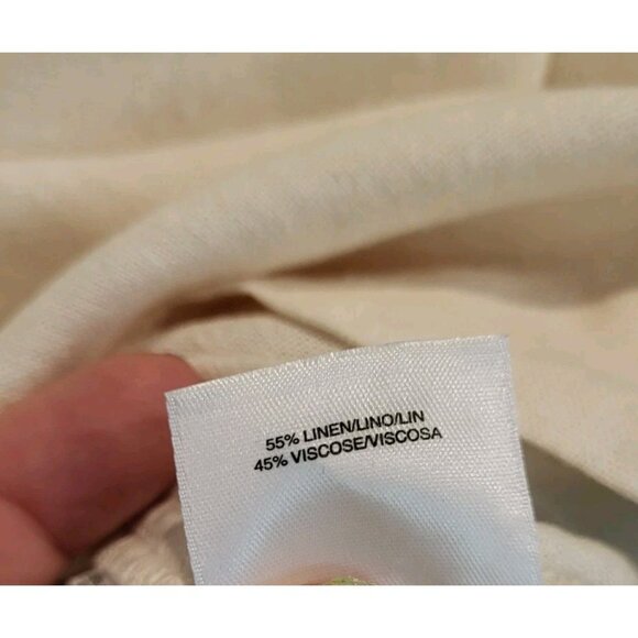 Ivory Linen Blend Boxy Lagenlook Minimalist Short Sleeve Top Anne Klein Sz XL - Picture 5 of 6